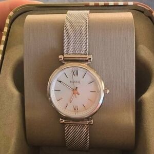 Fossil Women's Silver Mesh Strap Watch